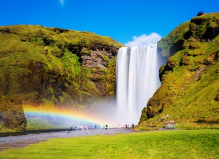 The Famous Waterfall Located In South Iceland