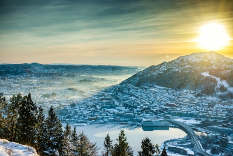 Beautiful Winter View Over Bergen