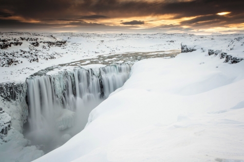 Winter Scenes By Dettifoss Waterfall 