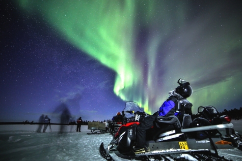 Northern Lights by Snowmobile