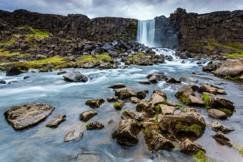 Öxarárfoss Waterfall In Þingvellir National Park 